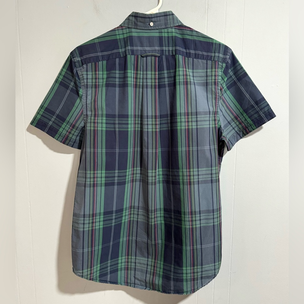 Mens JCP Short Sleeve Button Up Shirt, Size Medium. Blue / Green Plaid. - Picture 2 of 4
